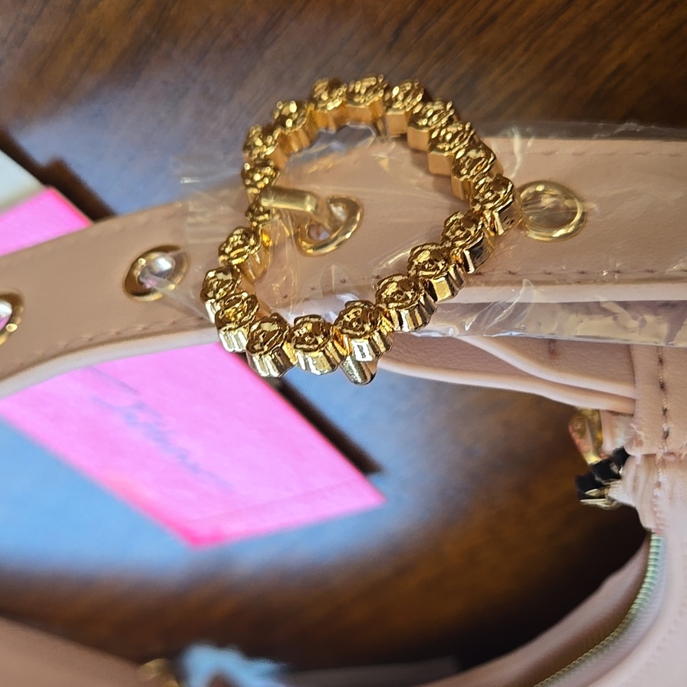 Betsey Johnson PINK Cherry Bow Hobo Bag & Plush Bag Charm Hearts Locket NEW NWT - Picture 4 of 7
